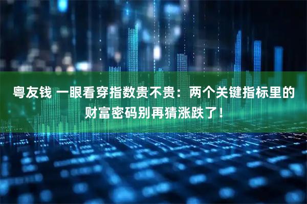 粤友钱 一眼看穿指数贵不贵：两个关键指标里的财富密码别再猜涨跌了！